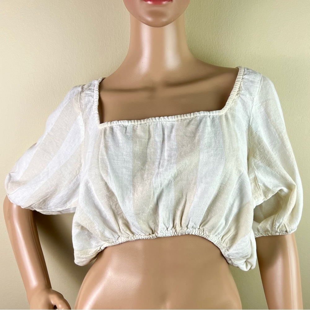 WEWOREWHAT STRIPED SQUARE NECK CROP TOP - Picture 2 of 4